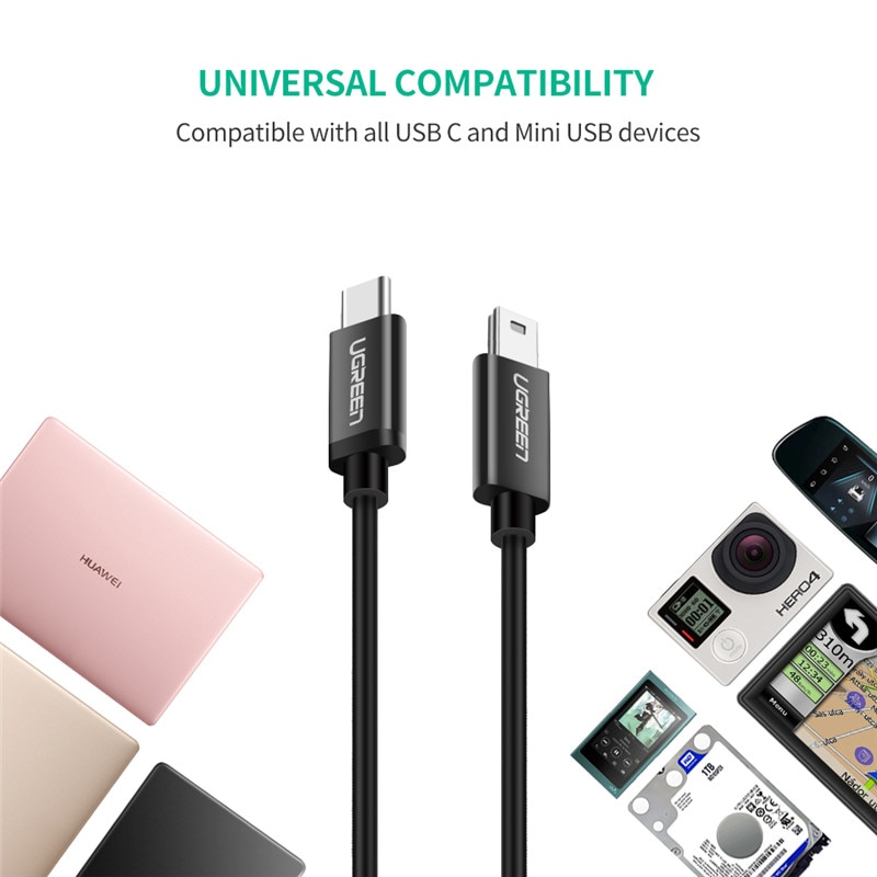 Ugreen Usb C Naar Mini Usb Kabel Thunderbolt 3 Mini Usb Type C Adapter Voor Macbook Pro Digitale Camera MP3 speler Hdd Type-C Kabel