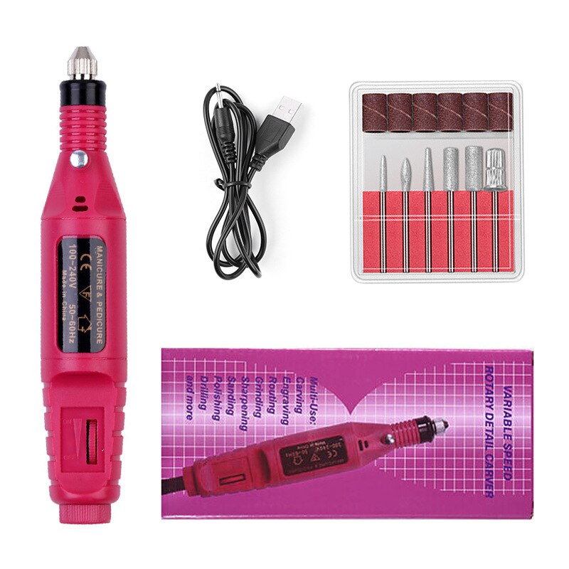 Professionele Elektrische Nagel Boor Machine Manicure Machine Pedicure Boor Set Keramische Nagelvijl Nail Boor Apparatuur Gereedschappen: USB ROSE