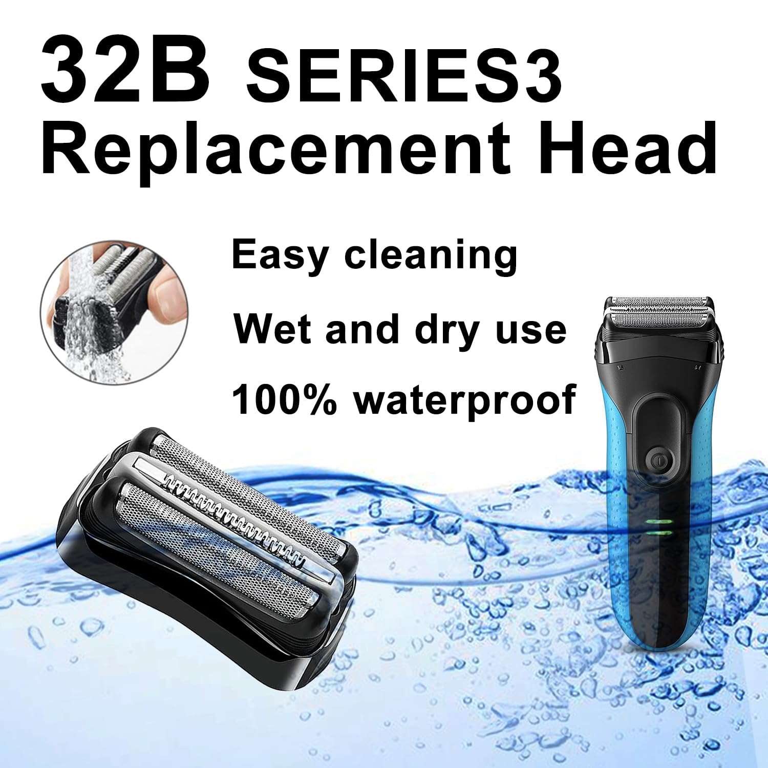 Brangdy 32B Replacement Head for Braun Series 3 3000s 3010s 3020s 3030s 3040s 300s 301s 310s 320s 330s ProSkin Electric Shaver