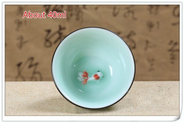 Celadon Chinese Kung Fu Thee Set Lotus Pu'er Thee Cups handgeschilderde Keramische Reliëf Draak Pioen Karper goudvis Thee Kopjes