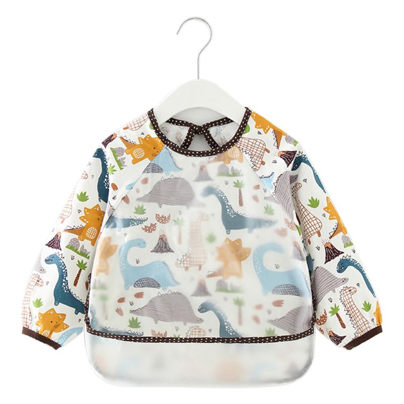 1 Pc Waterdichte Baby Kid Schort Peuter Cartoon Lange Mouwen Art Voeden Bib Burp Doek: Dinosaur / M