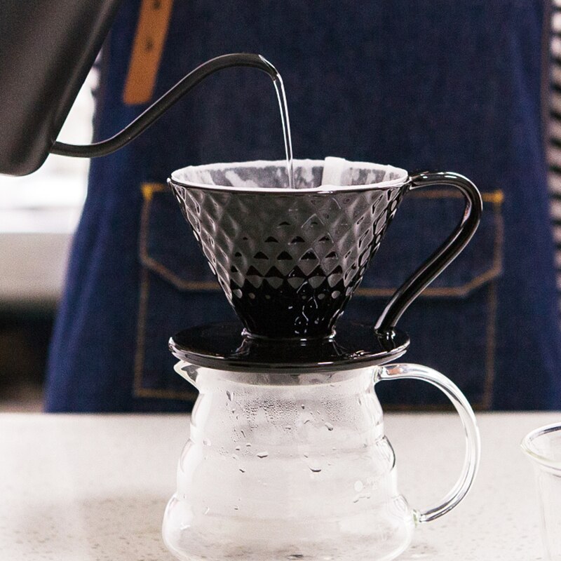 Ceramic Coffee Filters Coffee Drip Filter Cup Diamond shape Permanent Pour Over Coffee Maker with Separate Stand