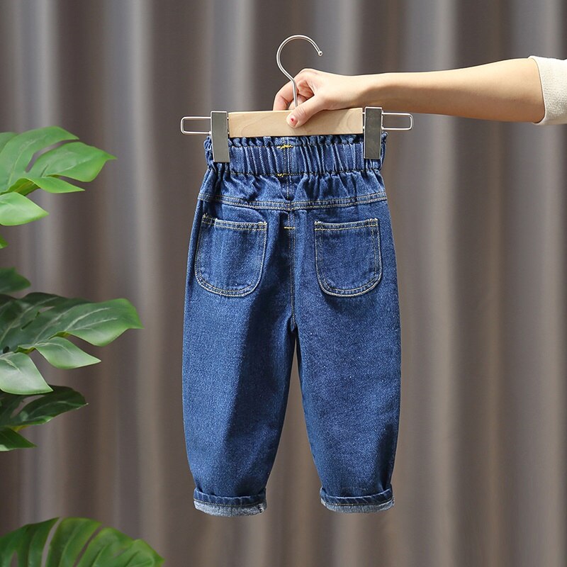 Flickor jeans höst vår barnkläder byxor barn jeansbyxor för baby girl jeans knapp småbarn