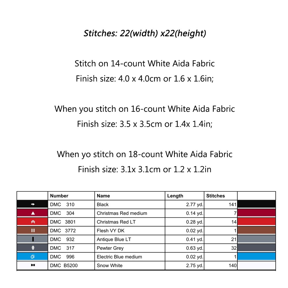 Cute Cross Stitch Pattern Chart DMC Symbol Color Chart