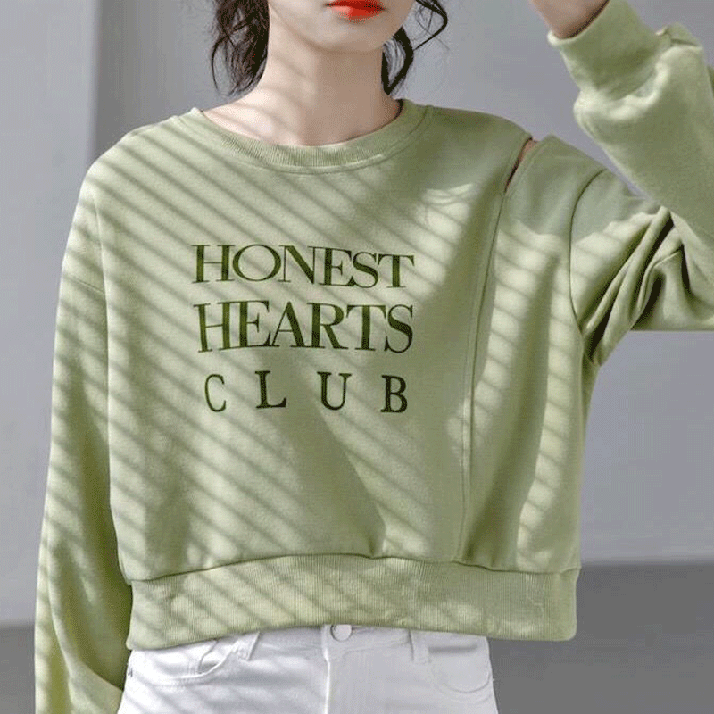 Primavera autunno Y2K lettera stampa maglione donna manica lunga con spalle scoperte sciolto moda donna top coreano giovane stile femminile Pullover