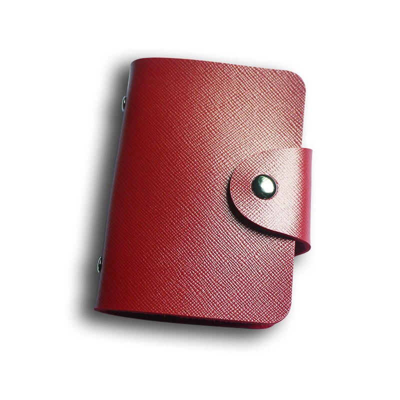 Porte-cartes de crédit 24 Bits, en PU, couleur unie, grande capacité, rangement, Clip, organisateur, étui pour identification, pochette: style 2 red