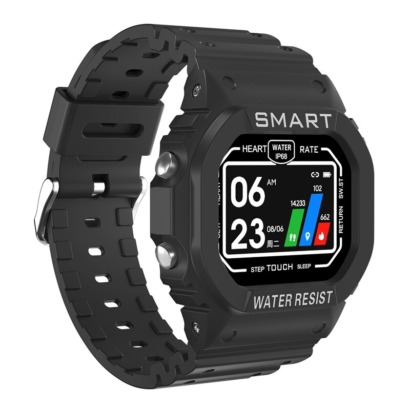 K16 smartwatch 1.14 inch  ip68 sport smartwatch voor android ios: Zwart