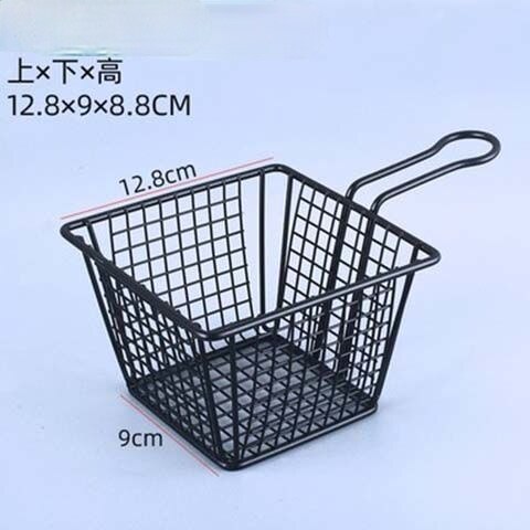 American Stainless Steel French Fries Basket Fried Chicken Snack Basket Fried Western Restaurant Snack Platter: Large dark blue
