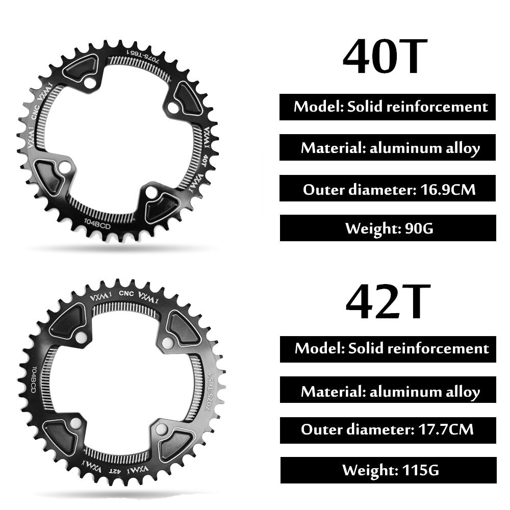 Kettingblad 104BCD ovaal smal breed kettingblad MTB mountainbike fiets 32T 34T 36T 38T crankstel enkele tand plaat onderdelen 104 BCD smal breed kettingblad (kleur: blauw 32T ovaal