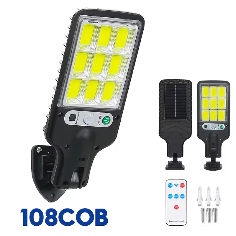 Neueste leistungsstarke Solarleuchten für Höhle Außenbereich, Solarlampe mit Bewegungsmelder, 4-Modus, wasserdicht, IP65, Solar--Gartenlicht, Straße, Hoflaterne: Warmes Weiß