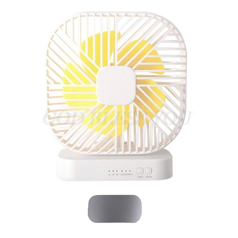 Magnetic USB Fan USB or AA Battery Powered Desk Fan with 3 Speed Timing Function: White Magnetic