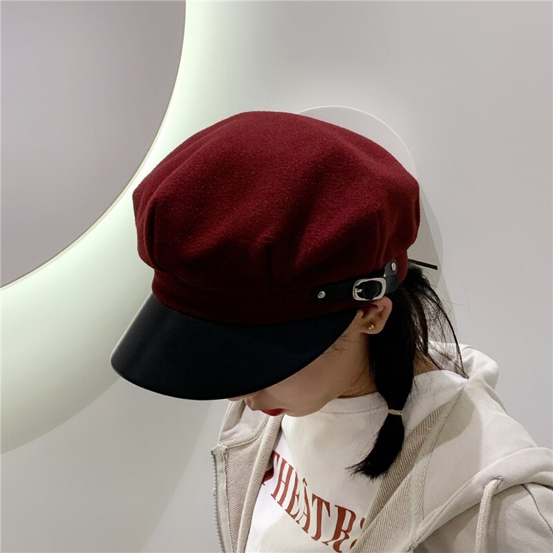 Casual Woolen Achteckige Hüte Für Frauen Winter Herbst Hut Damen Boinas Baskenmütze Kappe Weiblich Ballonmützen Gatsby Caps