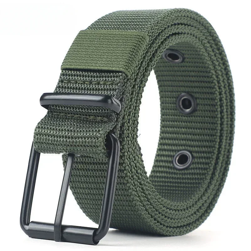 Herrbälten för vardagsbruk 115cm enfärgade enkla bälten metallbälteshål svart metallspänne herrkläder accessoarer: Grön
