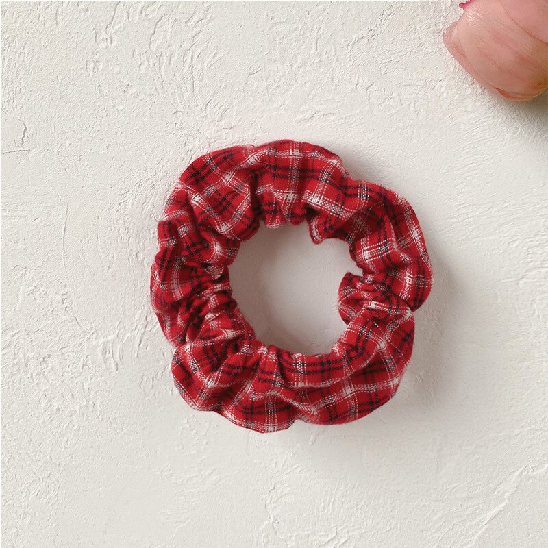 FLACELL Summer Korean Red Dot Floral Plaid Hair Ribbon Rubber Bands Scrunchie Set for Women Girls Party Hairwear: 14