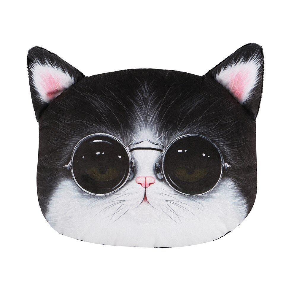 3D dessin animé Animal voiture appui-tête oreiller coussin cou oreiller universel voiture sécurité ceinture de sécurité couverture ceinture de sécurité épaulière coussin: Glasses cat head