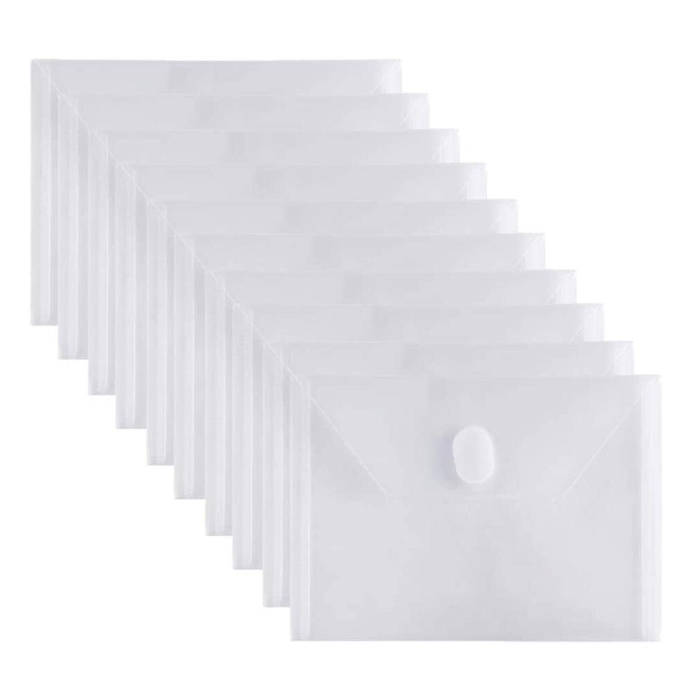 10PCS/Set 14x19 CM Clear Plastic Small Envelopes with Hook &amp; Loop Ploy Envelope for Receipe/Check/ Cards/ Photos/ Dies &amp; Stamp: Clear-10 Pack