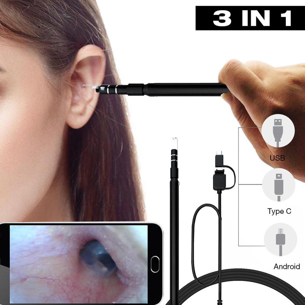 3 in 1 USB Oor Schoonmaken Endoscoop Visuele Earpick Met Mini Camera HD Oor Schoonmaken Tool