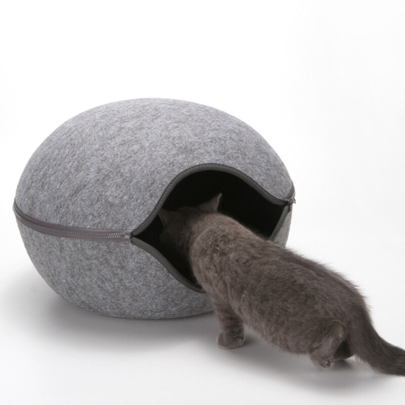 Creativo sveglio Forma di Uovo Cuccia del Gatto Sacco A Pelo con Cerniera Inverno Caldo animale domestico Casa Tutto Intorno Gatto Nido con Staccabile cuscino Zerbino