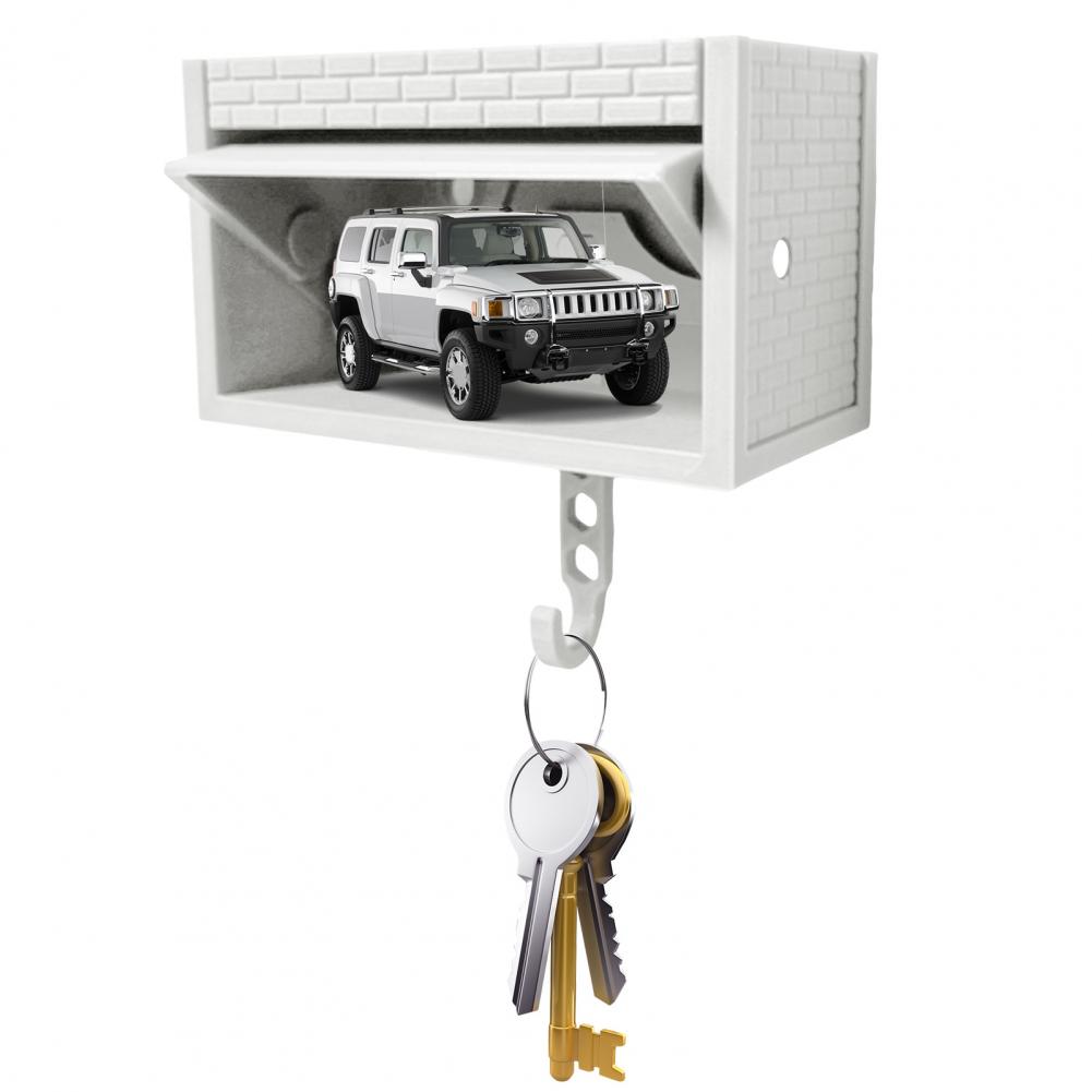 Car-Themed Key Holder with Opening Door - Adhesive Wall Mount Key Organizer for Entryway, Dual-Purpose Home Office Decor