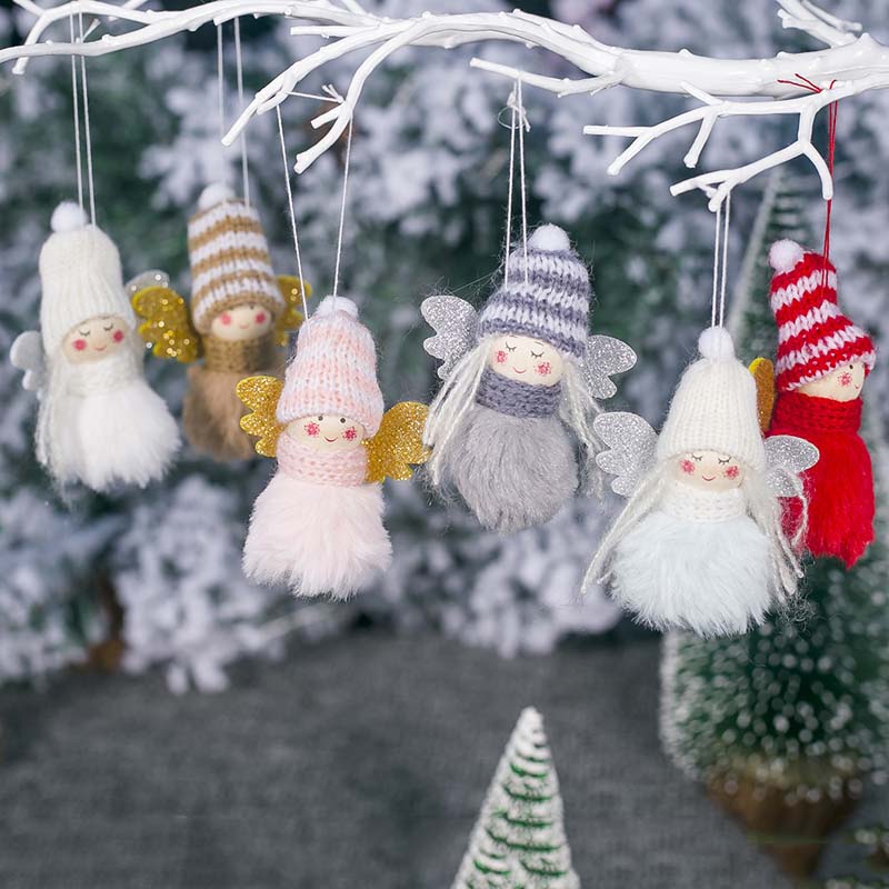 Kerstversiering Creatieve Schattige Pluche Angel Meisje Hanger Mini Wollen Pop Kleine Ornamenten Foto Props Kinderen Knuffel