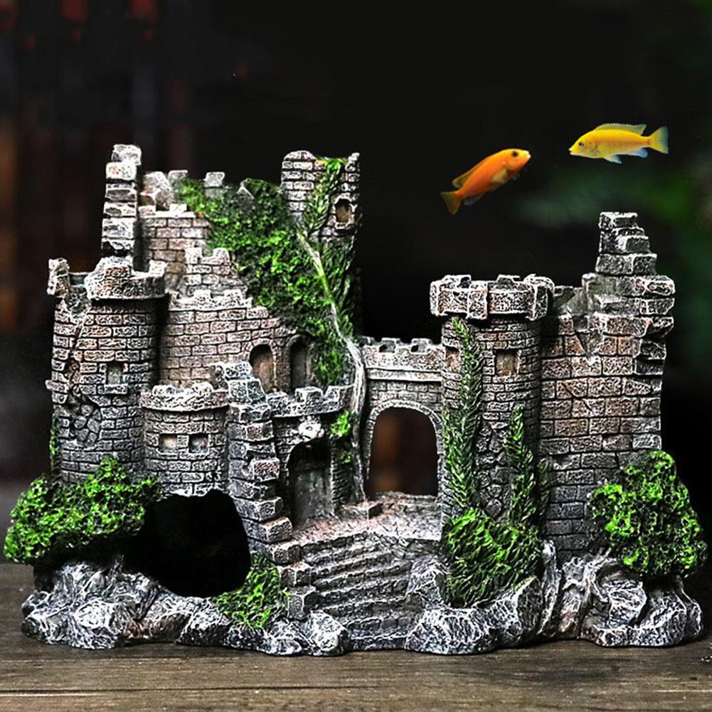 Simulate Retro Castle Pet Hiding Resin Decoration for Aquarium Fish Bowl Landscaping: Default Title