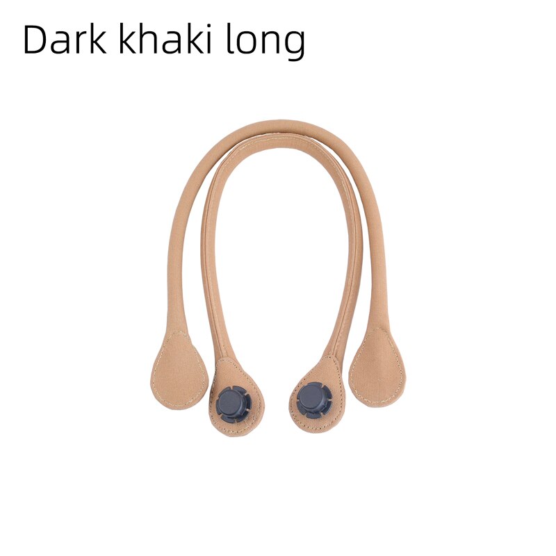 Tanqu lange korte ronde effenkleurige canvas stoffen handgreep voor obag classic mini o bag dames #39: Donker kaki lang