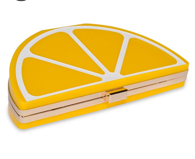 Bolso de noche especial para mujer, pochette de acrílico con de sandía, limón, fruta, lazo, bolso de noche pequeño, con retazos, Blosa D0234