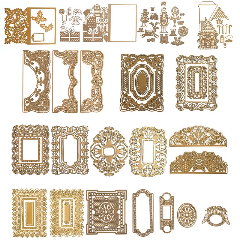 Festooned Retro Rectangle Frames Fancy Edges Christmas Border Metal Cutting Dies for DIY Scrapbooking Cards Crafts Dies