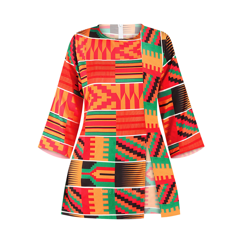 Ropas de Mujeres Africanas Bazin Riche Dashiki T Shirt ropa de Impresión tradicional Vestido de estilo africano Ankara blusas blusa Tee: Color 1 / XL
