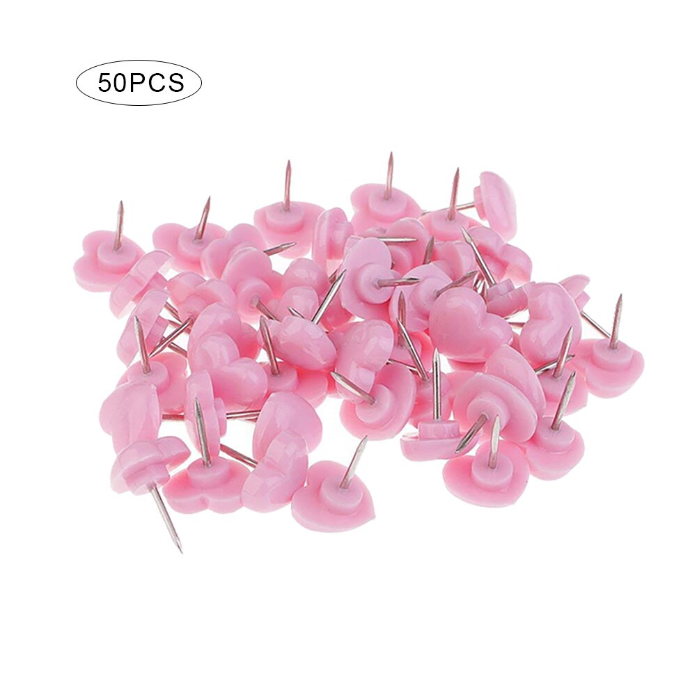 50 Stks/doos Hart Vormige Plastic Punaise Gekleurde Push Pins Diy Push Pin Decor Punaises Kantoorbenodigdheden FF01: PK