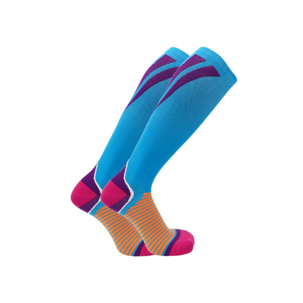 Chaussettes de Compression pour hommes, Absorption des chocs, bas de sport respirant sans couture pour Marathon cyclisme: Blue