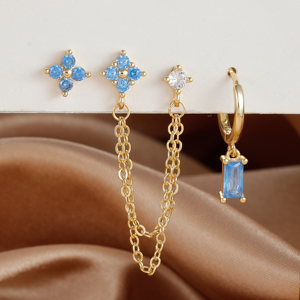 3 uds exquisito acero inoxidable 12 constelaciones pendientes de piedra natal conjunto para mujer Piercing de cartílago pendientes joyería de: Zinc negro plateado
