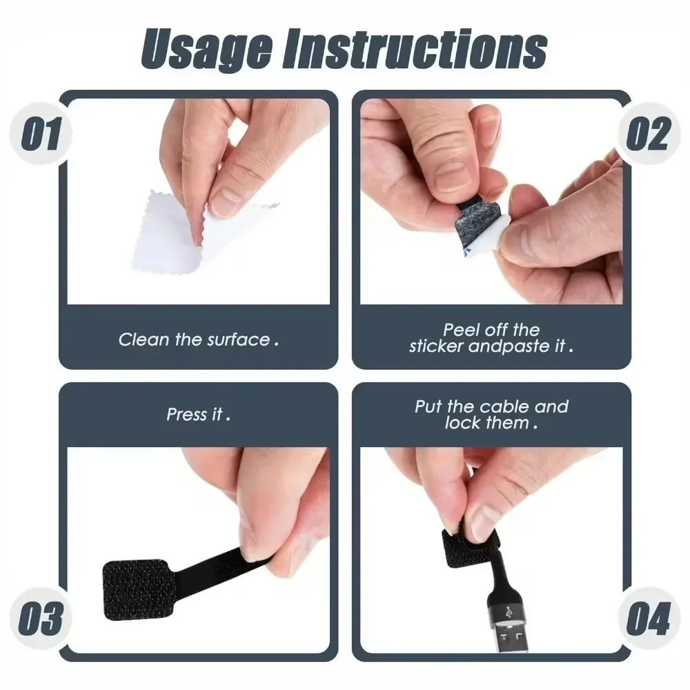 Cable Tie Organizer Color Markers Ties Straps Reusable Plastic Flanges Fastening Adhesive Rope Holder Desk Adjustable Self Wire