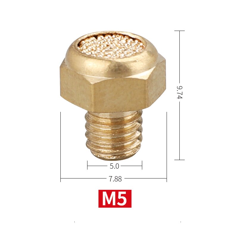 Pneumaattinen messinki pakoputken äänenvaimennin bsl  m5 1/8 " 1/4 " 3/8 " 1/2 " äänenvaimentimet asennus melun suodatin vaimennusliitin kupari: A -m5
