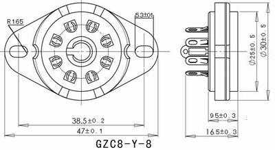 GZC8-Y-8 Tube en céramique 8 broches argent plaqué prise pour 5B254 4P1S