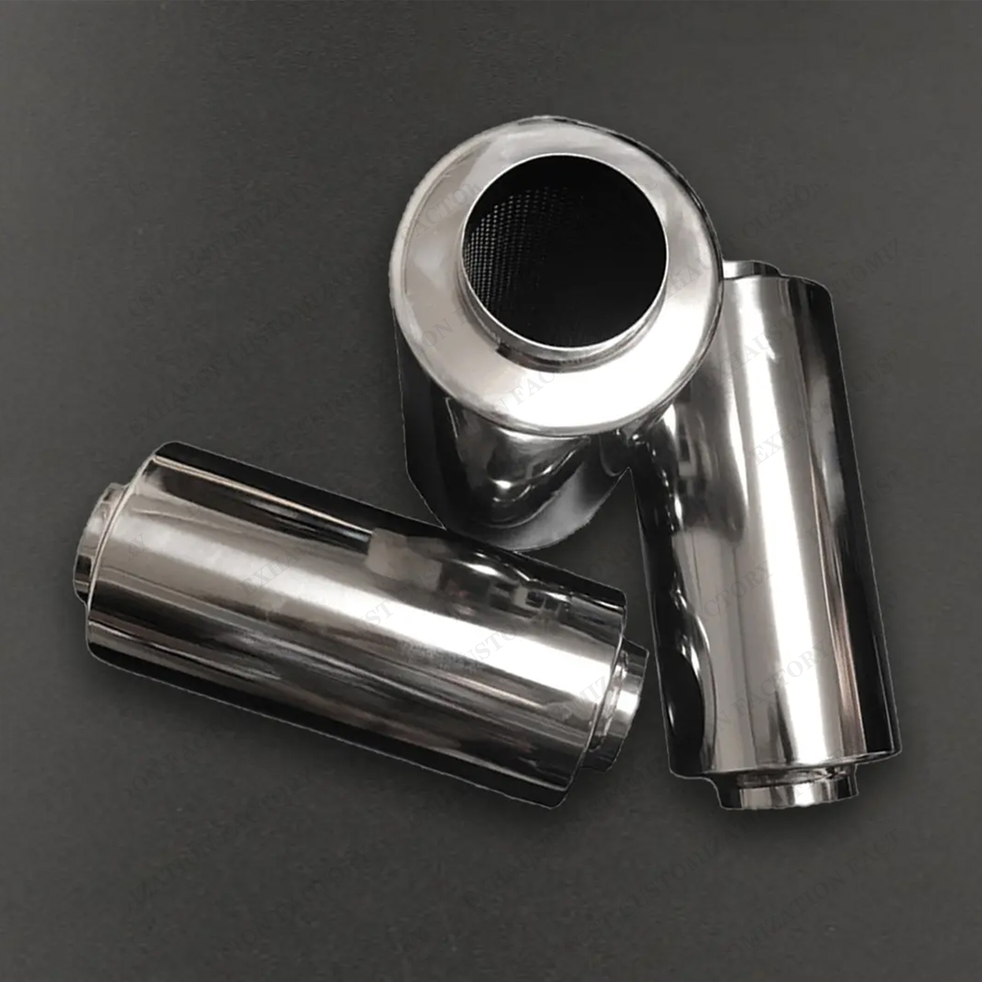 Resonador de escape de rendimiento, silenciador de entrada y salida de 63mm, sistema de escape de superficie en espiral de acero inoxidable 304, accesorios para coche DIY