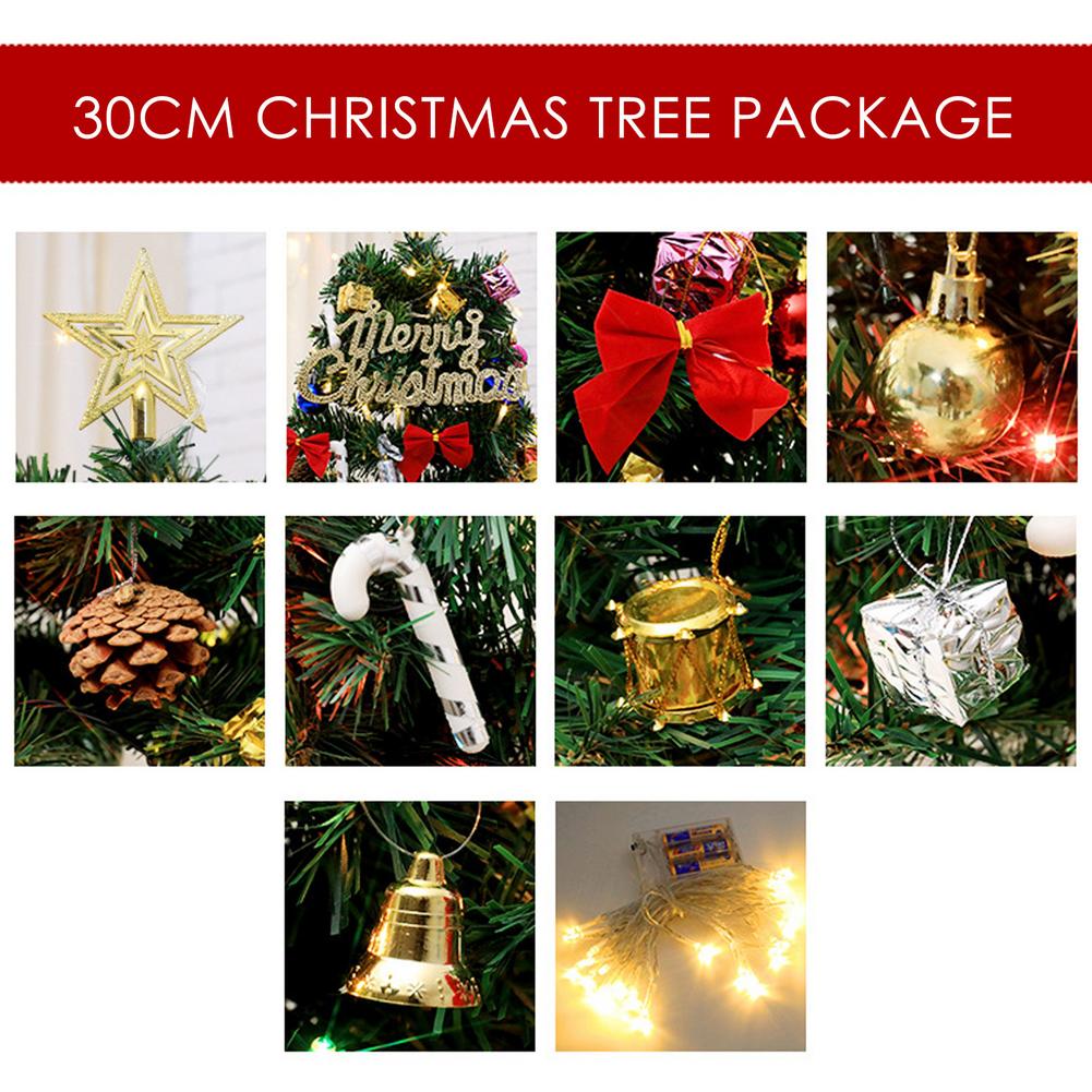 Diy kunstigt skrivebord juletræssæt samlet lille juletræ med led-lys til hjem juledekoration 30/45/60 cm