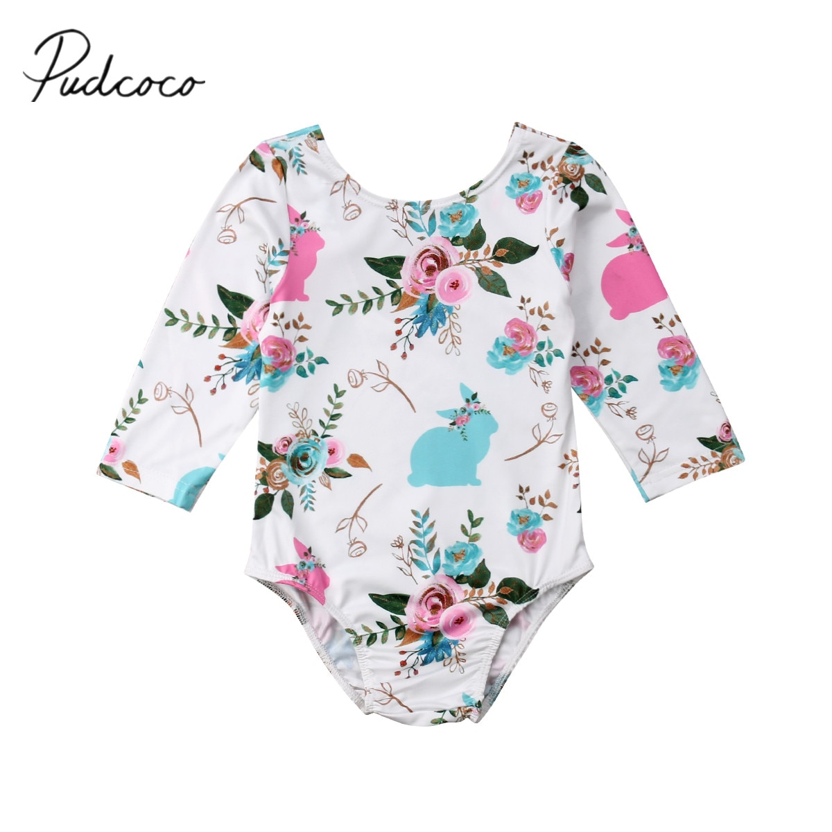 Merk 0-18m baby's, meisjes, jongens, harige balstaart bodysuits, lange mouwen, bloemen jumpsuits, lente herfst kleding