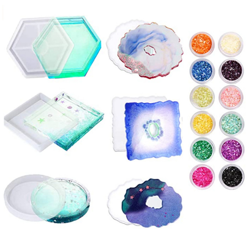 DIY crystal epoxy set silicone mold crafts epoxy resin mold pottery clay plaster kitchen accessories tools