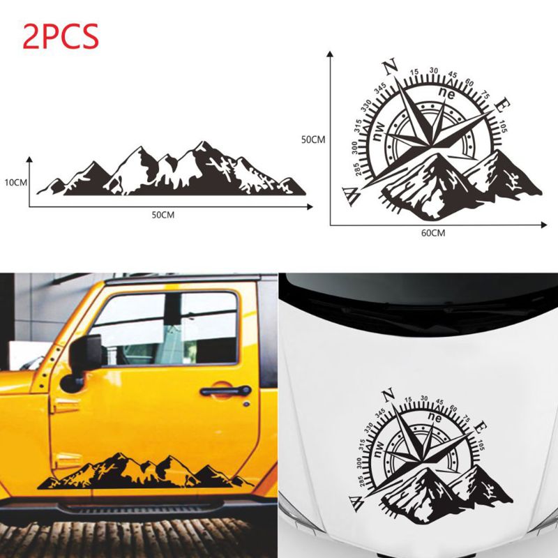 Brújula de montaña para coche, pegatina de vinilo para navegación todoterreno, adhesivo para carrocería de coche