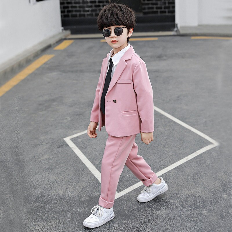 Conjunto de traje informal para niños, chaqueta de retazos, pantalones, 2 piezas, fresco, prendas de vestir exteriores para bebés de 4 a 13 años, primavera y otoño