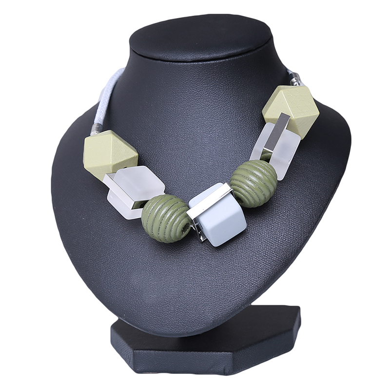 Vrouwen Kralen Ketting Sieraden Verklaring Ketting Massive Hout Kettingen Kralen Hangers Geometrische Ketting Vrouwen Sieraden