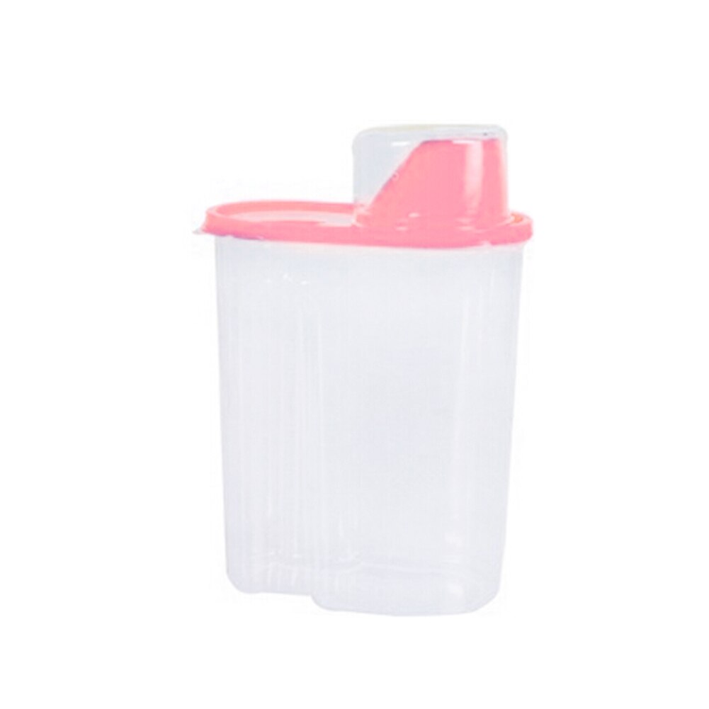 2.5L Large Capacity Kitchen Airtight Dry Food Cereal Storage Box Seal Pot Can: Pink