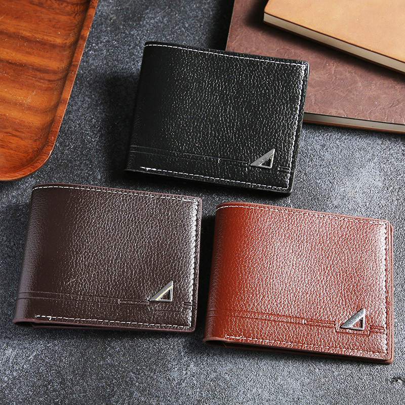 Men's Short Wallet PU Leather Thin Men Coin Pocket Korean Multi-function Leather Purse Shopping Credit ID Cards Holders