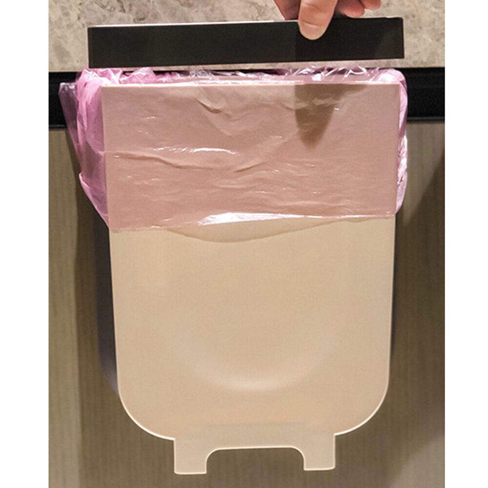 1PC Folding Waste Bin Kitchen Cabinet Door Hanging Trash Bin Trash Can Wall Mounted Trashcan for Bathroom Toilet Waste Storage