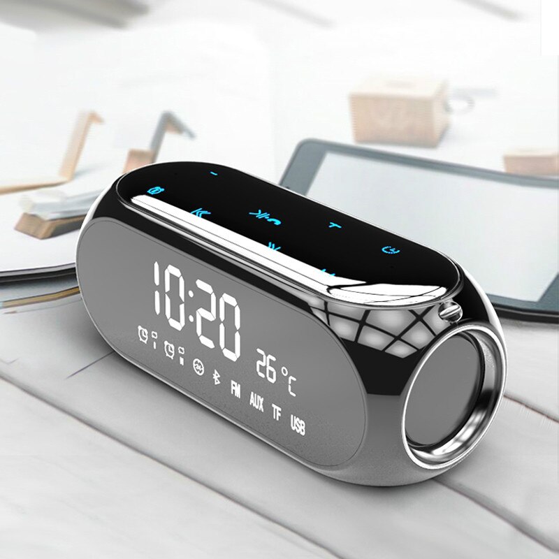 Draadloze Bluetooth Speaker Mini Wekker Mobiele Computer Outdoor Kanon Huishoudelijke Radio Receiver Draagbare Thuis Desktop Klokken: black