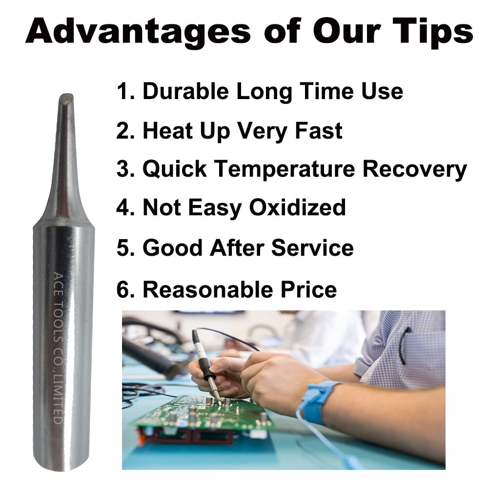T18-CF15 Soldering Tip Bevel 1.5mm 0.059" Fit HAKKO FX-888 FX-888D FX-8801 FX-600 Lead Free Iron Bit Nozzle Pencil Wedling