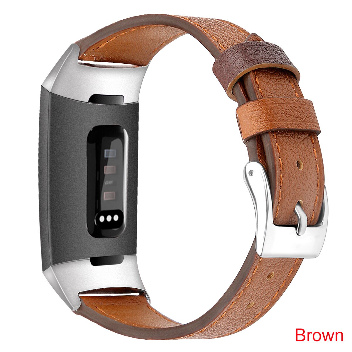 Essidi For Fitbit Charge 3 4 Leather Band Women Men Smart Bracelet Replacement For Fitbit Charge 3 4 Wristband Watch Strap Loop: Auburn / S
