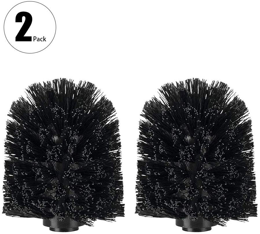Universal Toilet Bowl Brush Head, Replacement Toilet Bowl Cleaner Brush Spiral, Sturdy Stiff Brush Deep Cleaning, WC Clean Tool: Black 2 Pieces