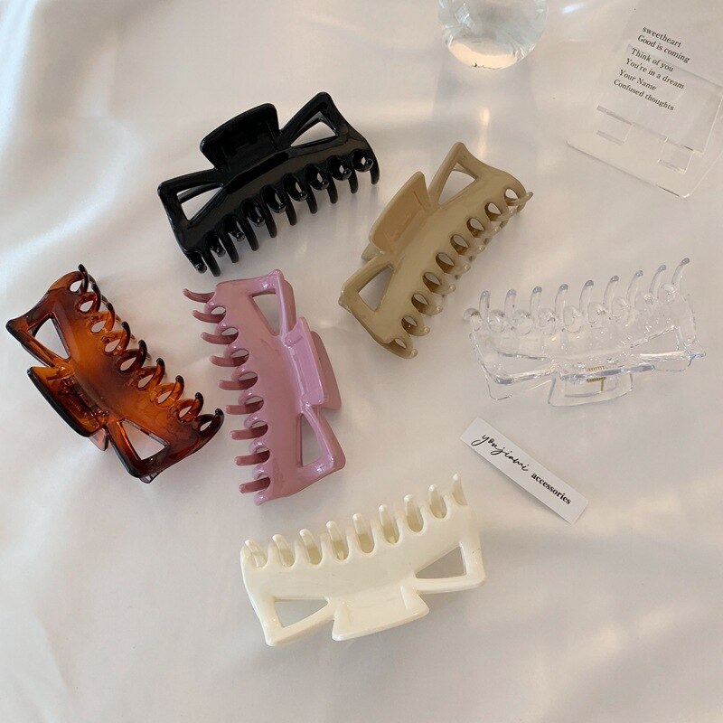 Huanzhi 2020 elegante grande resina multicolorido hairpins banho de cabelo captura tubarão clip para meninas acessórios de cabelo estilo de cabelo fazer